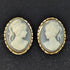 British Vintage Jewelry K9 Gold & Cameo Pendant Necklace Earrings Set
